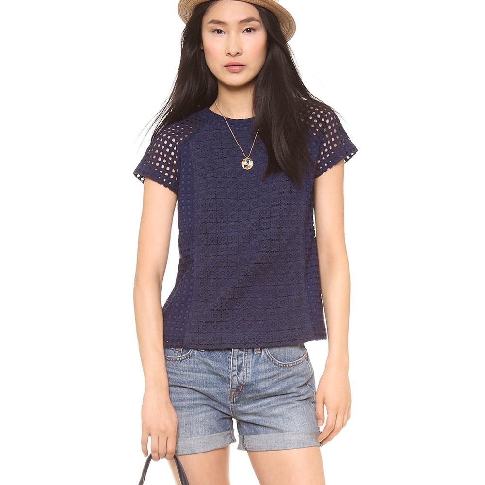 ☀️☀️☀️ 4/$20 Madewell navy crochet eyelet top!